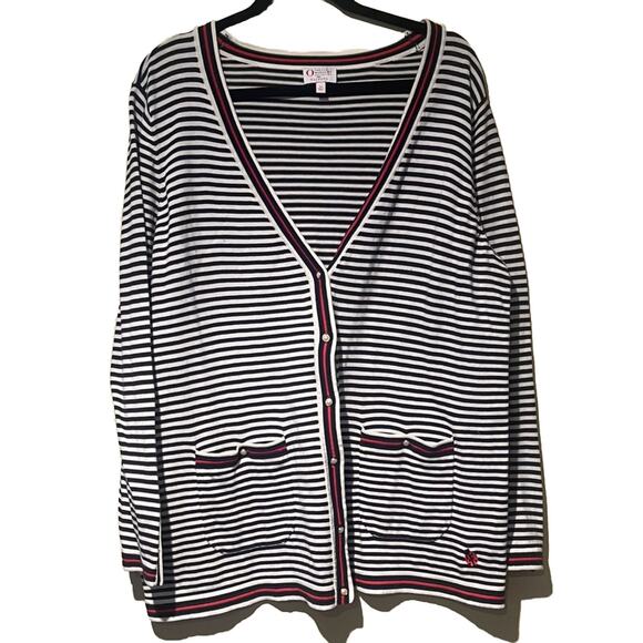 Talbots The Oprah Collection For Women‎ Sz 1X Cardigan Sweater Red/white/black - Picture 1 of 7